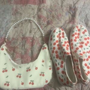 Cherry Print Bag and Shoes Set